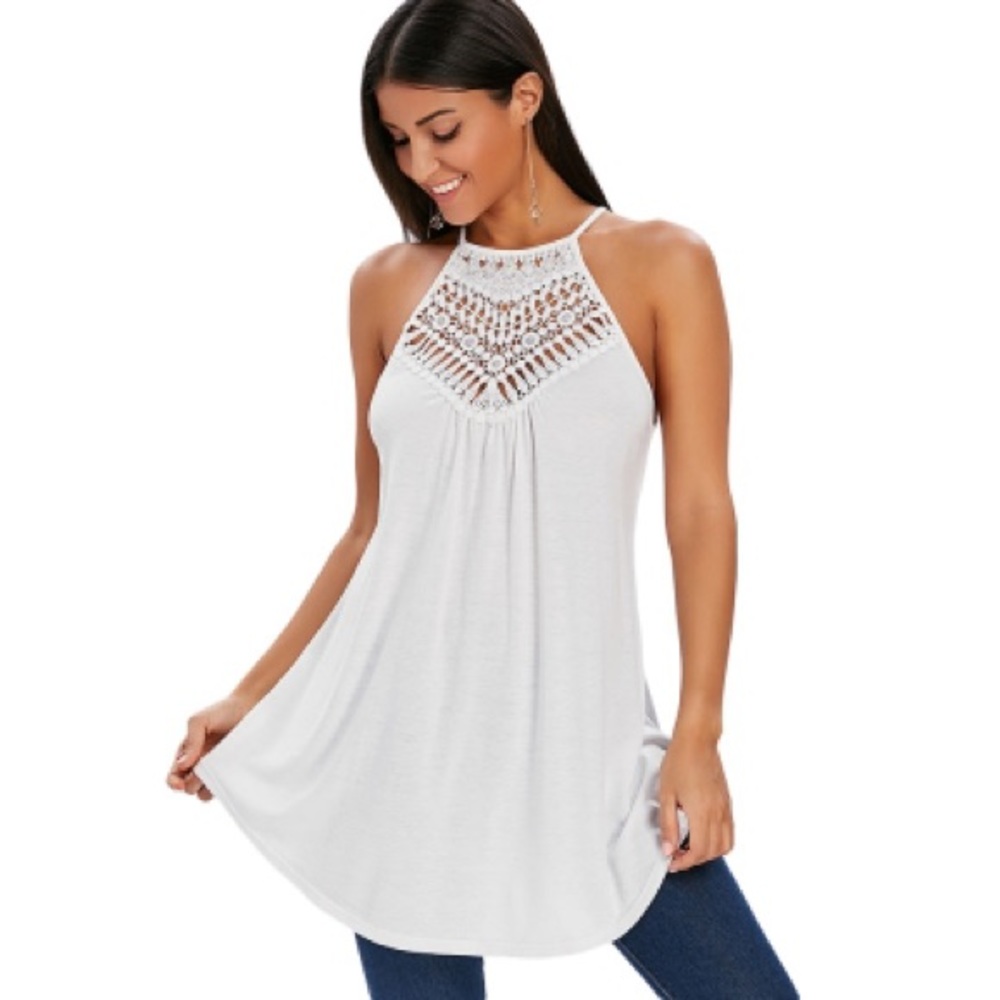 Crochet Panel Swing Tank Top